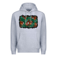 Heather Grey christmas gift box and leopard background Premium Hoodie - BundleAndBundleShop