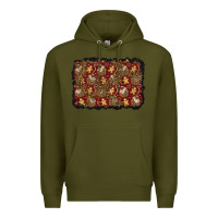 Army Green christmas gingerbread man and house background Premium Hoodie - BundleAndBundleShop