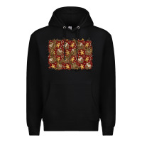 Black christmas gingerbread man and house background Premium Hoodie - BundleAndBundleShop