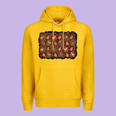 Christmas Gingerbread Man And House Background Premium Hoodie Designed By Bundleandbundleshop