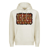 Oatmeal Heather christmas gingerbread man and house background Premium Hoodie - BundleAndBundleShop