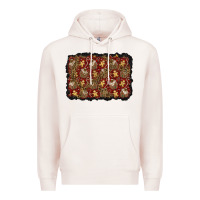 Pale Pink christmas gingerbread man and house background Premium Hoodie - BundleAndBundleShop