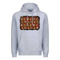 Heather Grey christmas gingerbread man and house background Premium Hoodie - BundleAndBundleShop