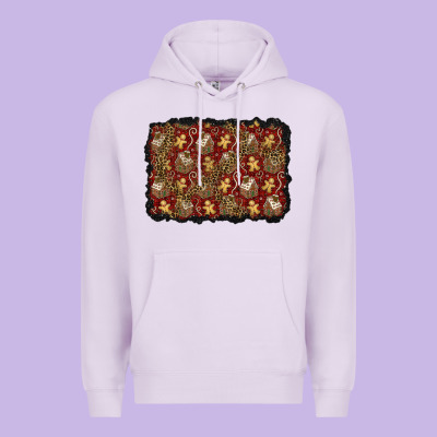 Christmas Gingerbread Man And House Background Premium Hoodie Designed By Bundleandbundleshop