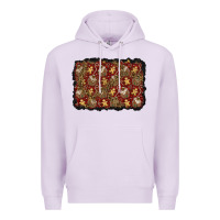 Lilac christmas gingerbread man and house background Premium Hoodie - BundleAndBundleShop