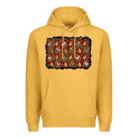 Mustard christmas gingerbread man and house background Premium Hoodie - BundleAndBundleShop