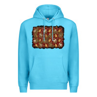 Ocean Blue christmas gingerbread man and house background Premium Hoodie - BundleAndBundleShop