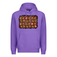 Purple christmas gingerbread man and house background Premium Hoodie - BundleAndBundleShop