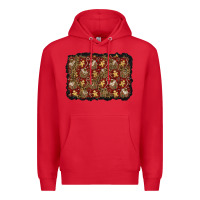 Red christmas gingerbread man and house background Premium Hoodie - BundleAndBundleShop
