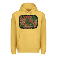 Antique Gold christmas ornament and diamond plaid  background Premium Hoodie - BundleAndBundleShop