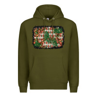 Army Green christmas ornament and diamond plaid  background Premium Hoodie - BundleAndBundleShop