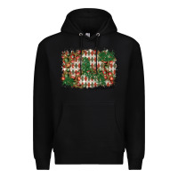 Black christmas ornament and diamond plaid  background Premium Hoodie - BundleAndBundleShop