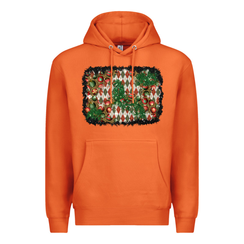 Christmas Ornament And Diamond Plaid  Background Premium Hoodie by BundleAndBundleShop | Teevron