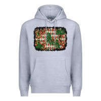 Heather Grey christmas ornament and diamond plaid  background Premium Hoodie - BundleAndBundleShop