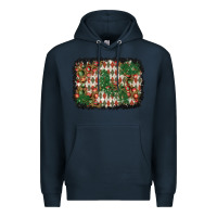 Navy christmas ornament and diamond plaid  background Premium Hoodie - BundleAndBundleShop