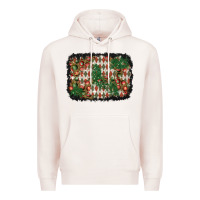 Pale Pink christmas ornament and diamond plaid  background Premium Hoodie - BundleAndBundleShop
