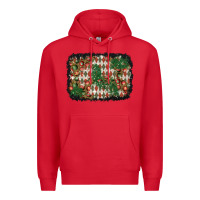 Red christmas ornament and diamond plaid  background Premium Hoodie - BundleAndBundleShop