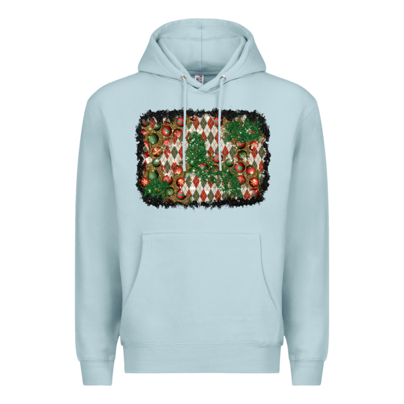 Christmas Ornament And Diamond Plaid  Background Premium Hoodie by BundleAndBundleShop | Teevron