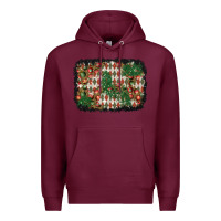 Burgundy christmas ornament and diamond plaid  background Premium Hoodie - BundleAndBundleShop