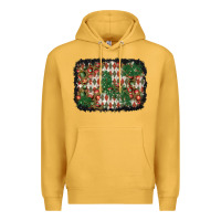 Mustard christmas ornament and diamond plaid  background Premium Hoodie - BundleAndBundleShop
