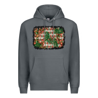 Rock christmas ornament and diamond plaid  background Premium Hoodie - BundleAndBundleShop