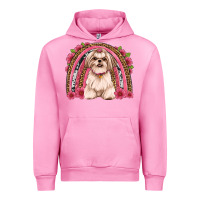 Fuchsia Pink shih tzu floral rainbow Urban Hoodie - JahusDesignShop
