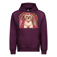 Mauve Wine shih tzu floral rainbow Urban Hoodie - JahusDesignShop