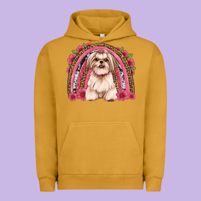 Shih Tzu Floral Rainbow Urban Hoodie Designed By Jahusdesignshop