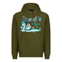 Army Green winter vibes Premium Hoodie - AdoDesignShop