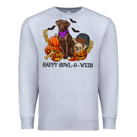 Heather Grey Happy howl o ween Premium Sweatshirt - RanaPortraitStore