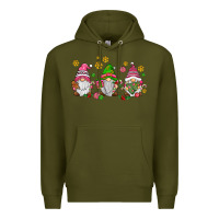 Army Green pink christmas gnomies Premium Hoodie - AdoDesignShop
