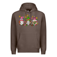 Coffee pink christmas gnomies Premium Hoodie - AdoDesignShop