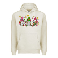 Oatmeal Heather pink christmas gnomies Premium Hoodie - AdoDesignShop