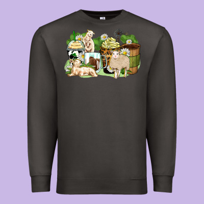 Sheep Coffee Cups Premium Sweatshirt Designed By Zillion Design Studio