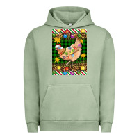 Pigment Oil Green Christmas Chicken Urban Hoodie - Artiststas