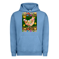 Pigment Pebble Blue Christmas Chicken Urban Hoodie - Artiststas