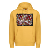 Mustard christmas snow crystals background Premium Hoodie - BundleAndBundleShop