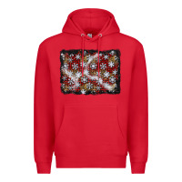 Red christmas snow crystals background Premium Hoodie - BundleAndBundleShop