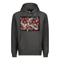 Charcoal Heather christmas snow crystals background Premium Hoodie - BundleAndBundleShop