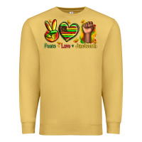 Antique Gold peace love juneteenth Premium Sweatshirt - texasbilliewilder