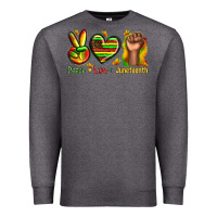Charcoal Heather peace love juneteenth Premium Sweatshirt - texasbilliewilder