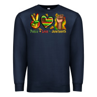 Navy peace love juneteenth Premium Sweatshirt - texasbilliewilder