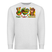 Oatmeal Heather peace love juneteenth Premium Sweatshirt - texasbilliewilder
