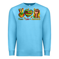 Ocean Blue peace love juneteenth Premium Sweatshirt - texasbilliewilder