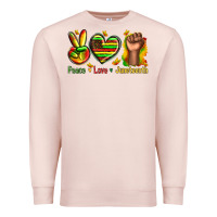 Pale Pink peace love juneteenth Premium Sweatshirt - texasbilliewilder