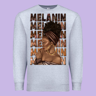 Premium Sweatshirt melanin melanin melanin with afro girl