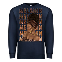 Navy melanin melanin melanin with afro girl Premium Sweatshirt - texasbilliewilder