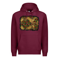 Burgundy christmas trees and leopard background Premium Hoodie - BundleAndBundleShop