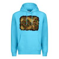 Ocean Blue christmas trees and leopard background Premium Hoodie - BundleAndBundleShop