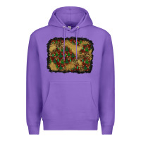 Purple christmas trees and leopard background Premium Hoodie - BundleAndBundleShop
